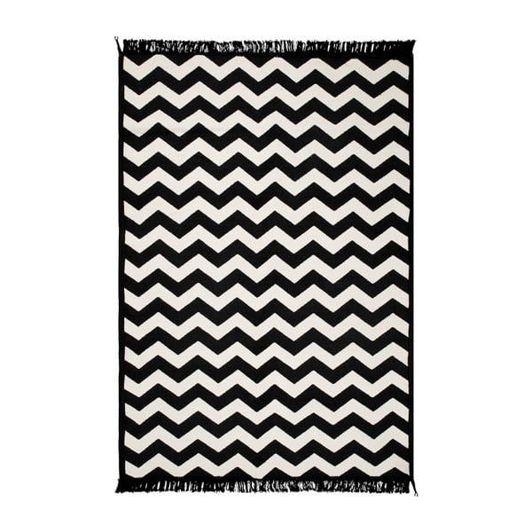 Черно-бял двустранен килим Zig Zag 80 x 150 cm