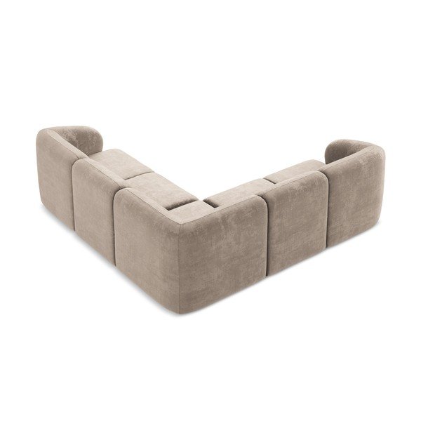 Светлокафяв шенилов ъглов диван Lani – Makamii-image-3