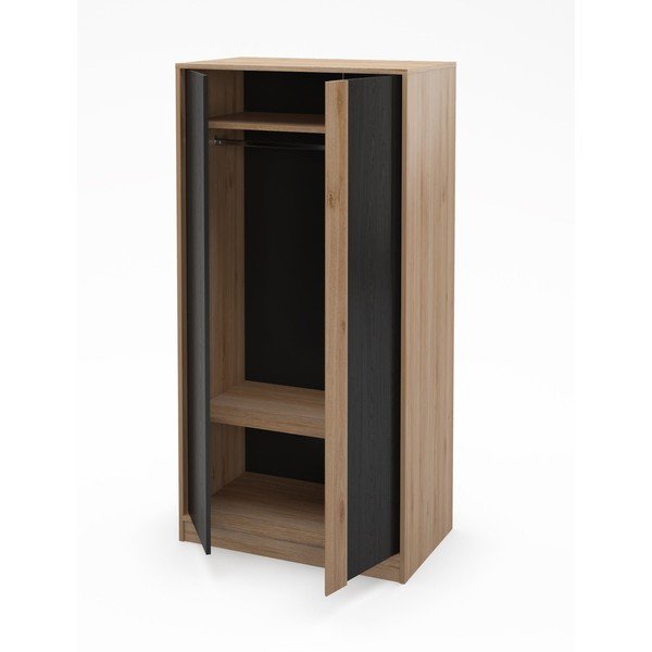 Черно-естествен гардероб от декор от дъб  90x180x53 cm Dennis – Marckeric-image-3