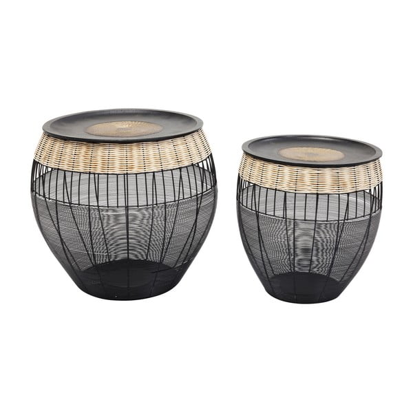 Комплект от 2 черни маси за съхранение African Drums - Kare Design