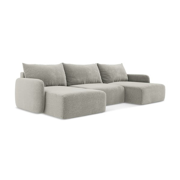 Светлосив разтегателен ъглов диван с място за съхранение Kalena – Makamii-image-1