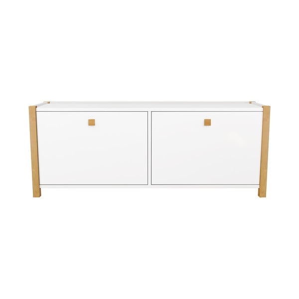 Бял шкаф за обувки с пейка Hannover - Woodman-image-2