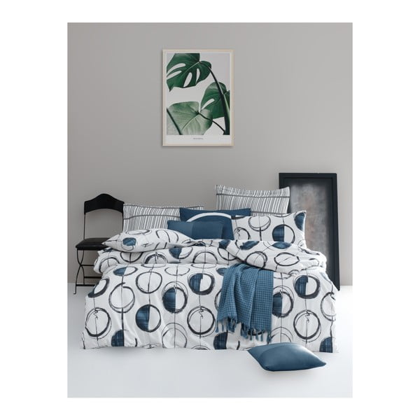 Памучен чаршаф за двойно легло Ranforce Piksel Blue, 200 x 220 cm - Mijolnir