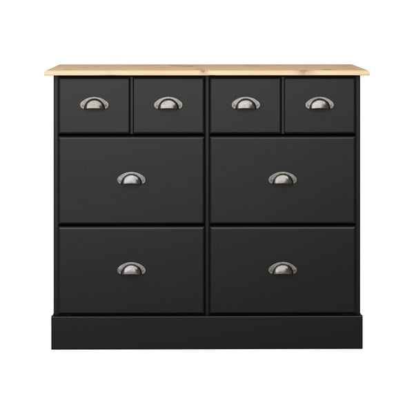 Черен скрин с 6 чекмеджета , 78,5 x 91,4 cm Nola - Steens