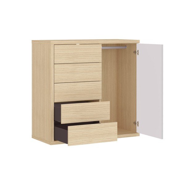 Бял нисък гардероб в дъб 113x113 cm Hugo - TemaHome-image-4