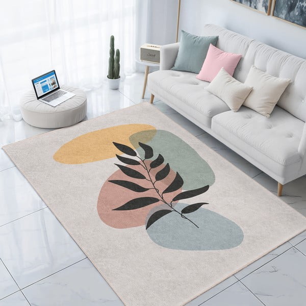 Кремав килим подходящ за пране 120x180 cm Illustrated Autumn – Mila Home-image-3