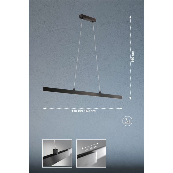 Черно LED затъмняващо се висящо осветително тяло Orell – Fischer & Honsel-image-3
