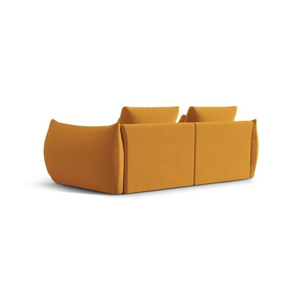 Жълт кадифен диван 232 cm Bloom – Micadoni -image-3