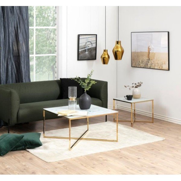 Бяла масичка за кафе 80x80 cm Alisma - Actona-image-1