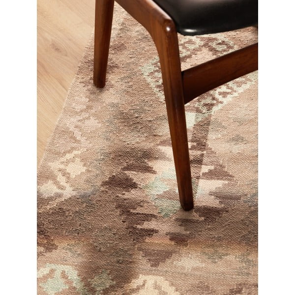 Светлосиня и бежова двустранна ръчно изработена вълнена пътека 60x190 cm Kamal Dune – Nouristan-image-3