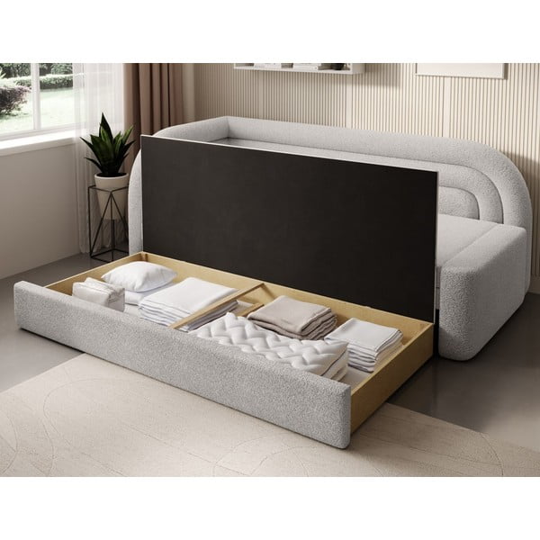 Кремав разтегателен диван с място за съхранение от букле ляв ъгъл 223 cm Fabillo – ELTAP-image-4