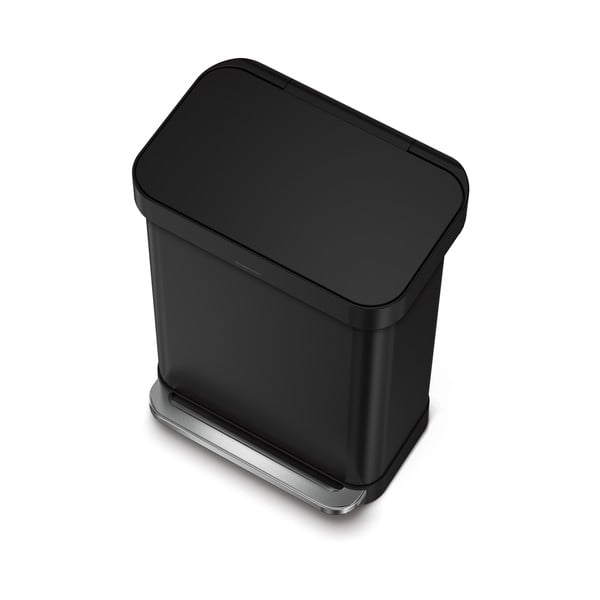Матово черно стоманено кошче за боклук с педал 55 l – simplehuman-image-3