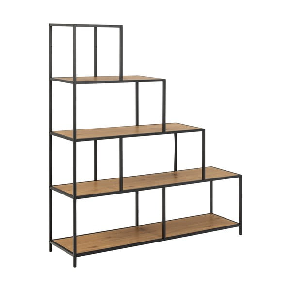 Черна етажерка за книги от дъб 135x150 cm Seaford - Actona-image-2