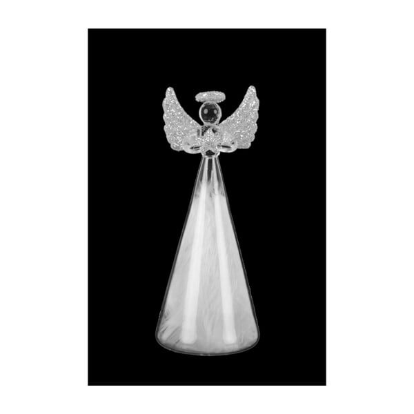 Коледна стъклена украса във формата на ангел с пера Декор Ego, височина 14,5 см - Ego Dekor
