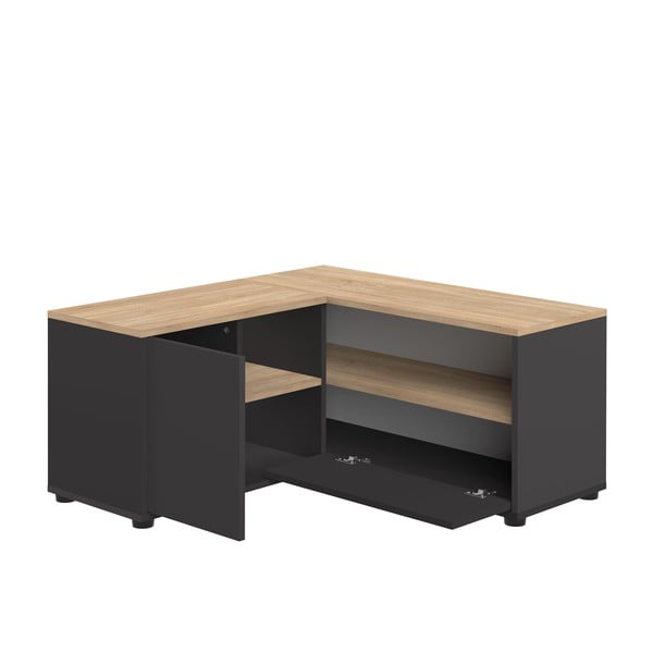 Масичка за телевизор с дъбов декор в черен и естествен цвят 90x45 cm Angle - TemaHome-image-3