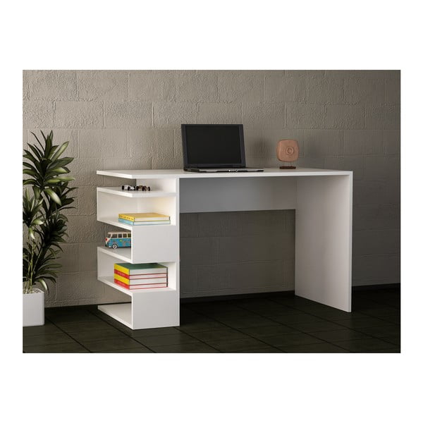 Бяла работна маса Gardo Snake - Woody Fashion-image-2