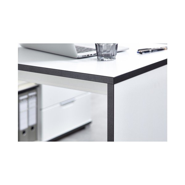 Bílý pracovní stůl s odkládacím stolkem s šuplíky Germania X-image-1