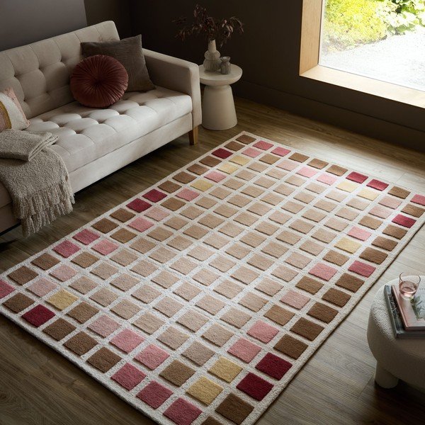 Розов ръчно изработен вълнен килим 140x200 cm Renga Wool – Flair Rugs-image-1