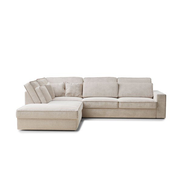 Кремав шенилов ъглов диван (ляв ъгъл/L форма) Kirou – Maison de Rêve
