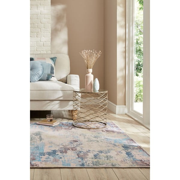 Синьо-лилав килим със смес от рециклирани влакна подходящ за пране 80x150 cm Reid – Flair Rugs-image-1