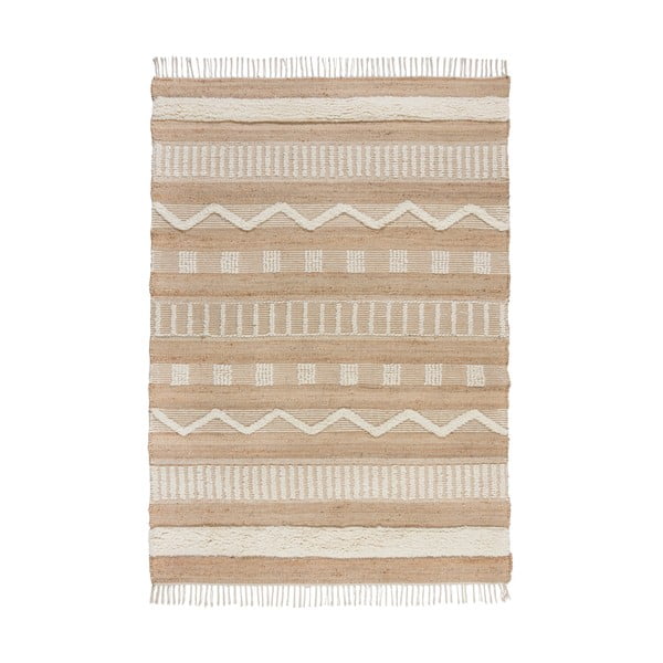 Ръчно изработен килим със смес от юта в естествен цвят 200x290 cm Medina – Flair Rugs