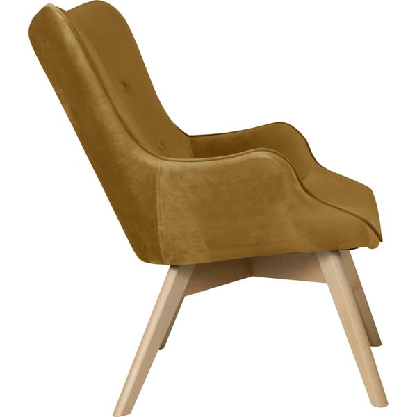 Кадифено кресло горчица Niko – Ropez-image-3