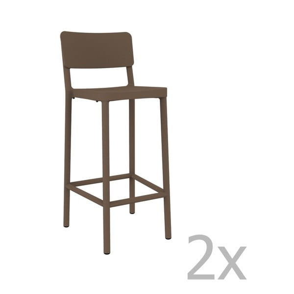 Комплект от 2 шоколадовокафяви бар столове, подходящи за открито Lisboa, височина 102,2 cm - Resol
