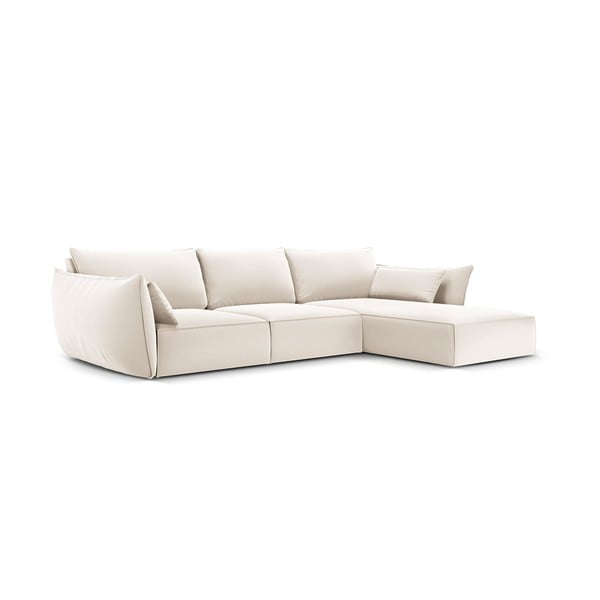 Бежов кадифен ъглов диван (десен ъгъл) Vanda – Mazzini Sofas-image-2