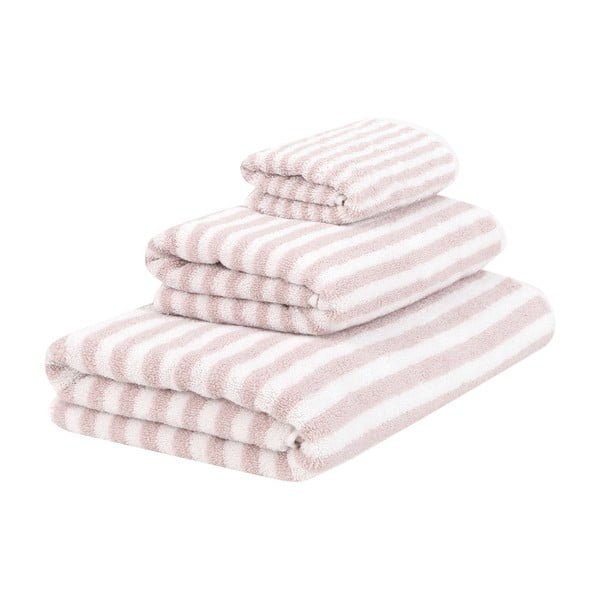 Комплект от 3 бели и розови памучни кърпи mjukis. Viola - Westwing Collection
