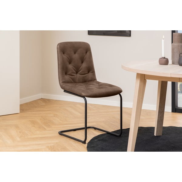 Кафяви трапезни столове от имитация на кожа в комплект от 2 бр. Kira – Actona-image-1