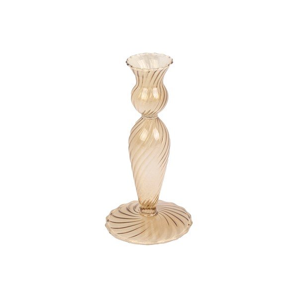 Светлокафяв стъклен свещник, височина 17 cm Swirl - PT LIVING