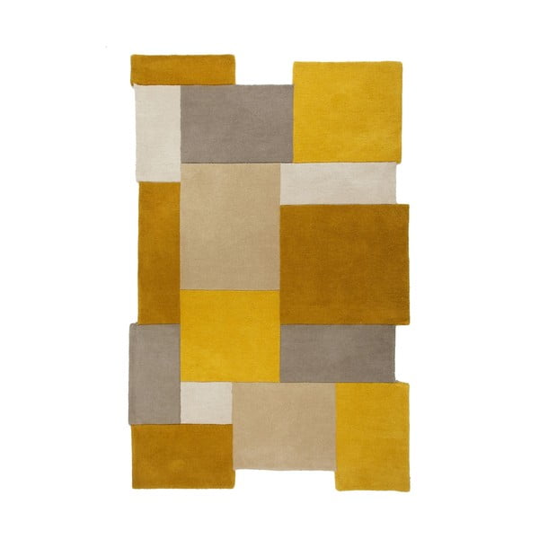 Жълт и бежов вълнен килим , 120 x 180 cm Collage - Flair Rugs