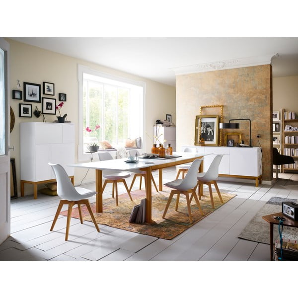 Бял бюфет с три врати и дъбови крака с чекмедже Patch - Tenzo-image-4