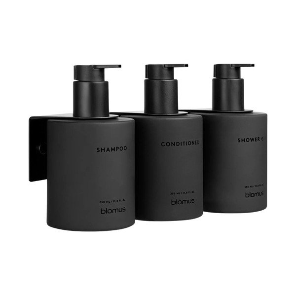 Черни стенни стъклени диспенсери за сапун 3 бр. 350 ml Kirei – Blomus