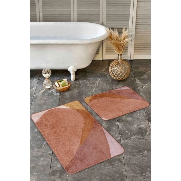 Кафяви кадифени килими за баня в комплект от 2 бр. 60x100 cm – Mila Home-image-4