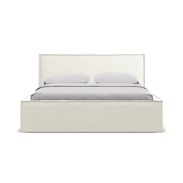 Кремаво двойно тапицирано легло с място за съхранение и включена подматрачна рамка 180x200 cm Anani – Makamii-image-3