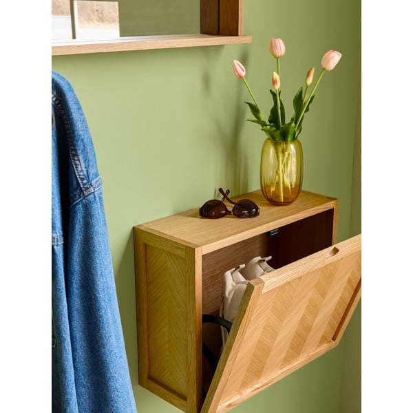 Стенна етажерка за обувки от дъб рибена кост - Hübsch-image-3