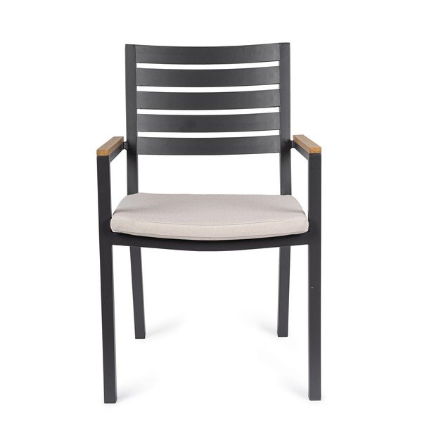 Антрацитен метален градински стол Henna – Bizzotto-image-2