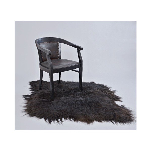 Tmavý kožešinový koberec s dlouhým chlupem, 90 x 80 cm-image-2