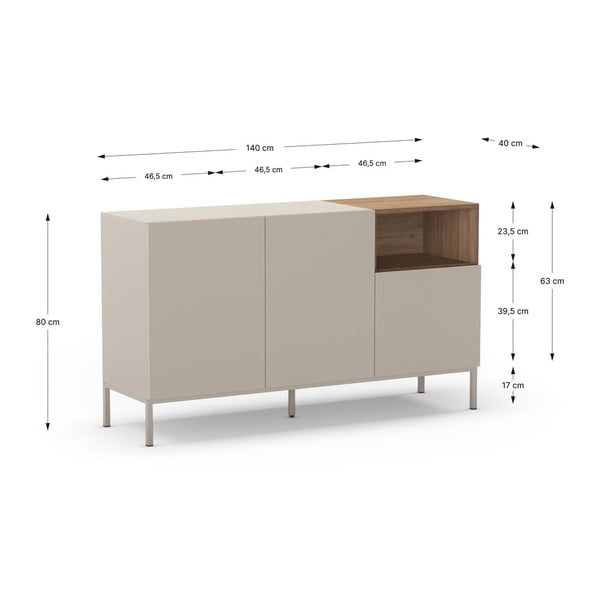 Скрин в естествен цвят 140x80 cm Cailin – Marckeric-image-3