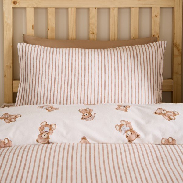 Кремаво единично  фланелено детско спално бельо 120x150 cm Brushed Teddy Bear – Catherine Lansfield-image-2