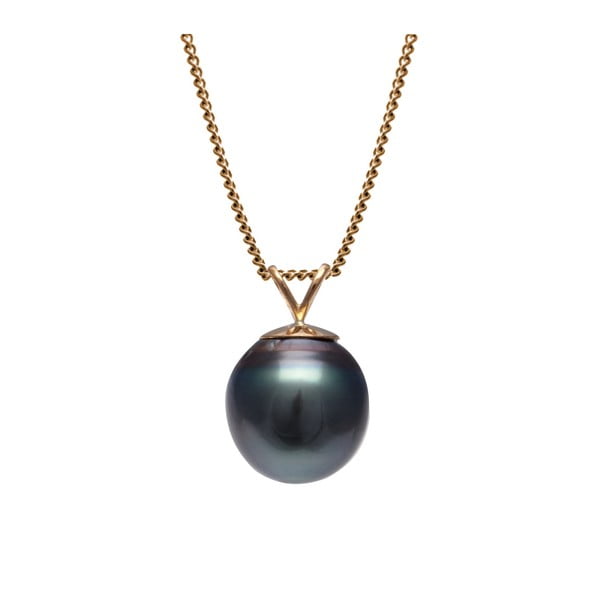 Zlatý náhrdelník s černou tahitskou perlou GemSeller Carst