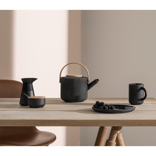 Черна глинена кана за мляко 400 ml Theo – Stelton-image-1