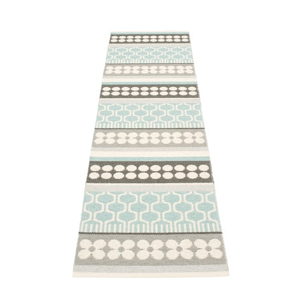 Сива и тюркоазена пътека за открито и закрито 70x270 cm Asta Pale Turquoise – Pappelina