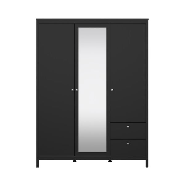 Черен гардероб с огледало 150x199x58 cm Madrid – Tvilum