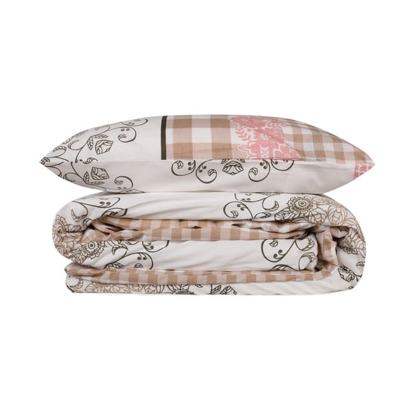 Бяло-розово единично  спално бельо от памук Renforcé 140x200 cm Nazenin – Mijolnir