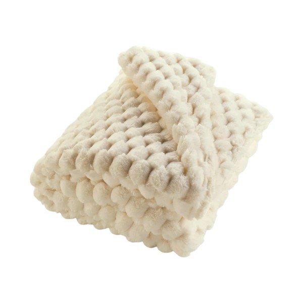Одеяло от микроплюш в цвят слонова кост 180x220 cm Frosty – douceur d'intérieur