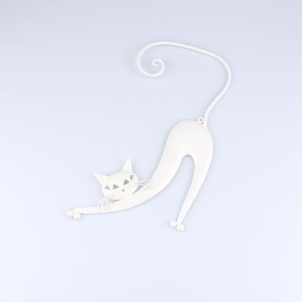 Bílá kovová nástěnná dekorace Dakls Cat