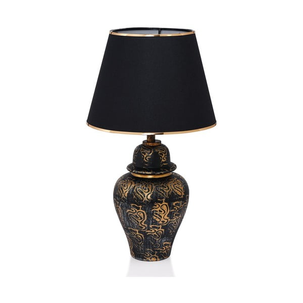 Черна настолна лампа с текстилен абажур (височина 54 cm) Derin – Opviq lights-image-2