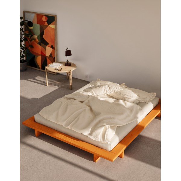 Оранжево двойно легло 180x200 cm от масивен бор без табла с включена подматрачна рамка Japan – Karup Design-image-4